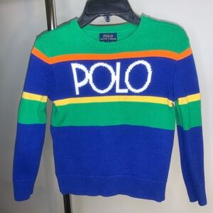 Polo Ralph Lauren Kids Colorblock Logo Knit Sweater – Size 7